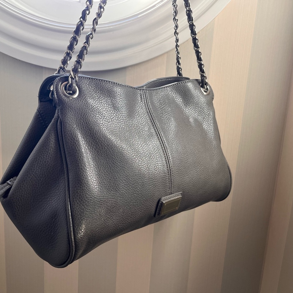 Nine West Charcoal Leather Shoulder Bag